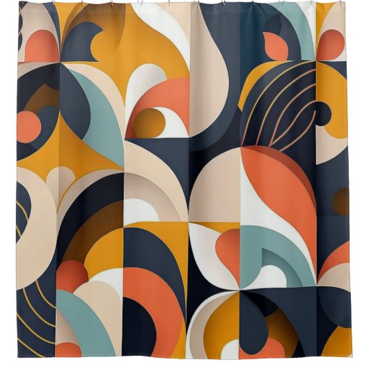 Helderheid Mid Century Modern Douchegordijn (Voorkant)