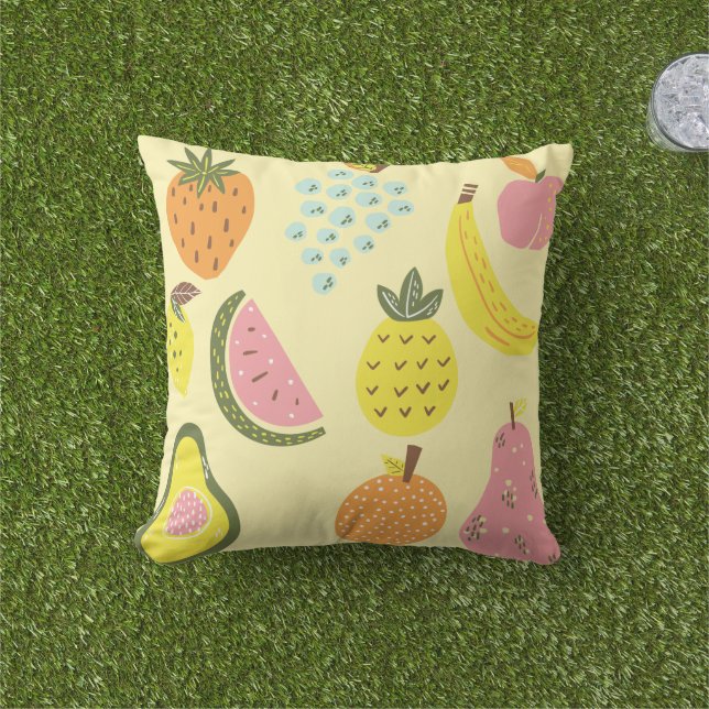 Helderheid modern tropisch fruit buitenkussen (Gras)