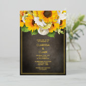 Helderheid moderne zonnebloem Geel Rustic Wedding Folie Uitnodiging (Staand Voorkant)