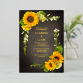 Helderheid moderne zonnebloem Geel Rustic Wedding Folie Uitnodiging (Staand Voorkant)