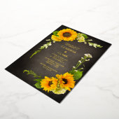 Helderheid moderne zonnebloem Geel Rustic Wedding Folie Uitnodiging (Gedraaid)