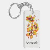 Helderheid Oranje bloemen Sleutelhanger (Voorkant Links)