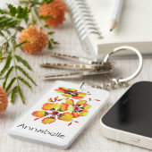Helderheid Oranje bloemen Sleutelhanger (Voorkant Rechts)