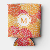 Helderheid Oranje bloempatroon monogram Blikjeskoeler (Voorkant)