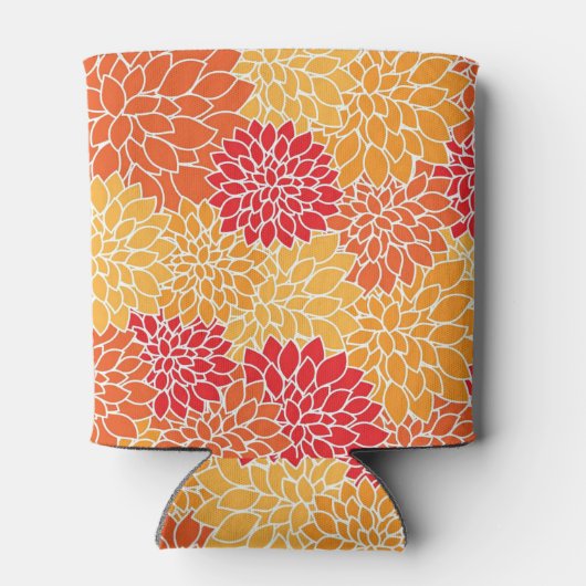 Helderheid Oranje bloempatroon monogram Blikjeskoeler (Achterkant)