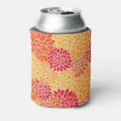 Helderheid Oranje bloempatroon monogram Blikjeskoeler (Blikje Achterkant)