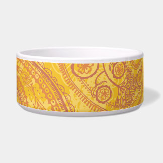 Helderheid Oranje en Gold Paisley Voerbakje