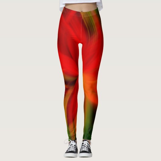 Helderheid Oranje en groen Abstract Leggings (Voorkant)