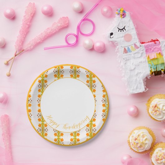 Helderheid Oranje en kleurrijke Borden van gebilde Papieren Bordje (Feest)