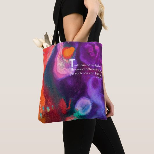 Helderheid Oranje en Paarse Abstracte Waterverf Tote Bag (Dichtbij)