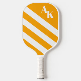 Helderheid Oranje en wit gestreept monogram Pickleball Paddle
