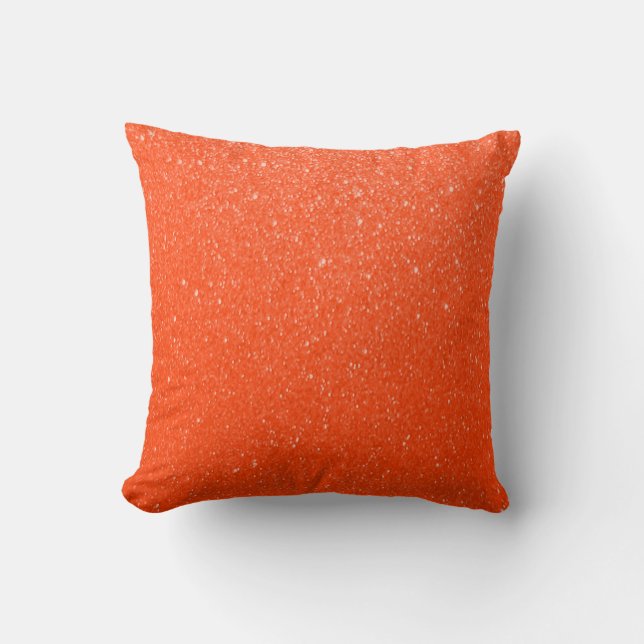 Helderheid Oranje Faux Glitter Print Kussen (Voorkant)