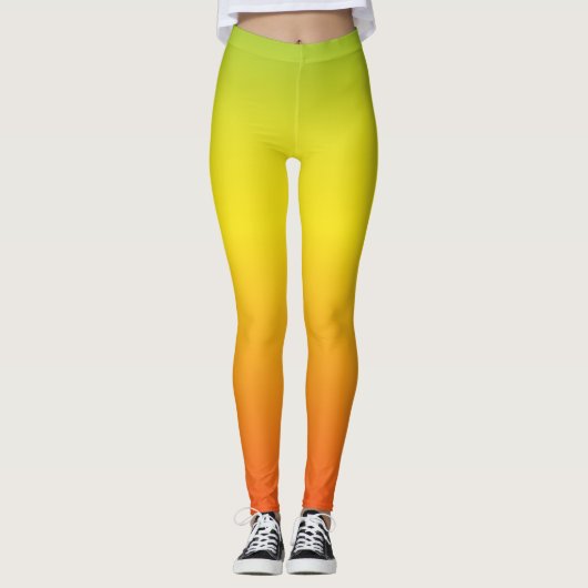 Helderheid Oranje groene ombre-werkout Leggings (Voorkant)