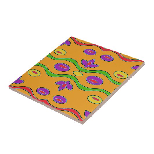 Helderheid Oranje kleurige Funky Abstracte Trivet Tegeltje (Zijkant)