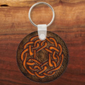 Helderheid oranje knobbel op leder sleutelhanger (Voorkant)