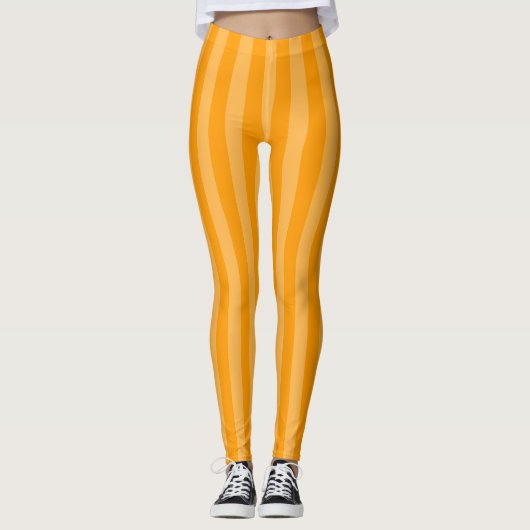 Helderheid Oranje verticale stripe Leggings (Voorkant)
