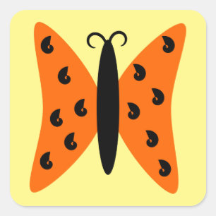 Helderheid Oranje vlinder met zwart patroon Vierkante Sticker