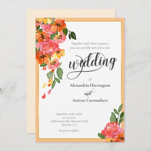 Helderheid Oranje Waterverf Kaart (Voorkant / Achterkant)