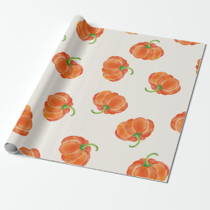Helderheid Oranje Waterverf pompoenpatroon Cadeaupapier