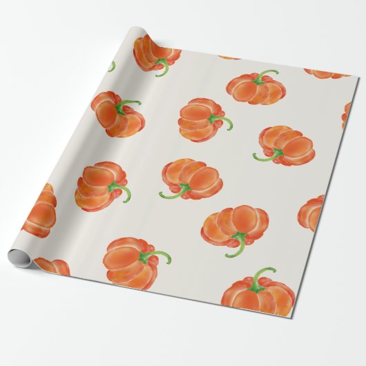 Helderheid Oranje Waterverf pompoenpatroon Cadeaupapier (Uitgerold)