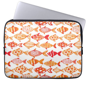 Helderheid Oranje Waterverf vispatroon Laptop Sleeve