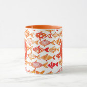Helderheid Oranje Waterverf vispatroon Mok (Midden)