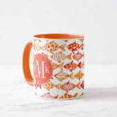 Helderheid Oranje Waterverf vispatroon Mok (Voorkant links)