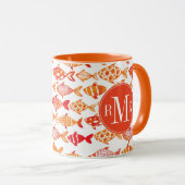 Helderheid Oranje Waterverf vispatroon Mok (Voorkant rechts)