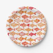 Helderheid Oranje Waterverf vispatroon Papieren Bordje (Voorkant)