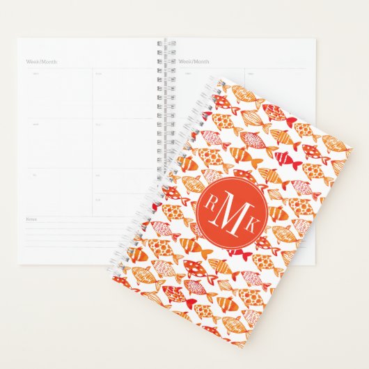 Helderheid Oranje Waterverf vispatroon Planner (Display)