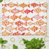 Helderheid Oranje Waterverf vispatroon Theedoek (Gevouwen)