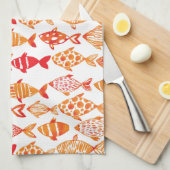 Helderheid Oranje Waterverf vispatroon Theedoek (Quarter Fold)