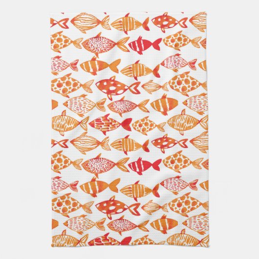 Helderheid Oranje Waterverf vispatroon Theedoek (Verticaal)