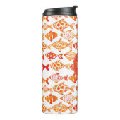 Helderheid Oranje Waterverf vispatroon Thermosbeker (Gedraaid links)