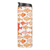 Helderheid Oranje Waterverf vispatroon Thermosbeker (Geroteerd rechts)
