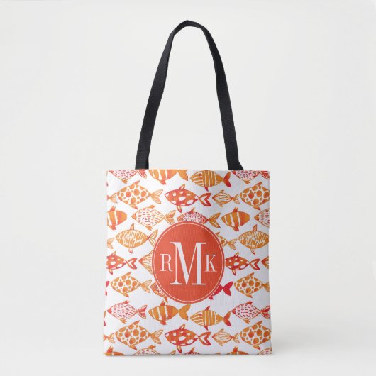 Helderheid Oranje Waterverf vispatroon Tote Bag (Voorkant)