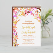 Helderheid Oranje wilde bloem Folie Uitnodiging (Staand Voorkant)