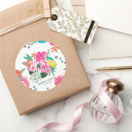 Helderheid over de zomerbloem en fruit ronde sticker