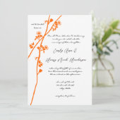 Helderheid over Oranje Wilde Flower Branch Wedding Kaart (Staand voorkant)