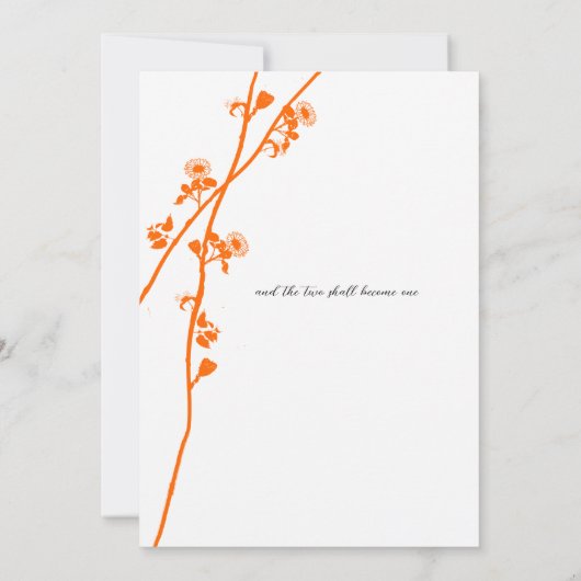 Helderheid over Oranje Wilde Flower Branch Wedding Kaart (Achterkant)