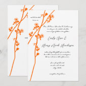 Helderheid over Oranje Wilde Flower Branch Wedding Kaart (Voorkant / Achterkant)