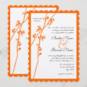 Helderheid over Oranje Wilde Flower Branch Wedding Kaart (Voorkant / Achterkant)