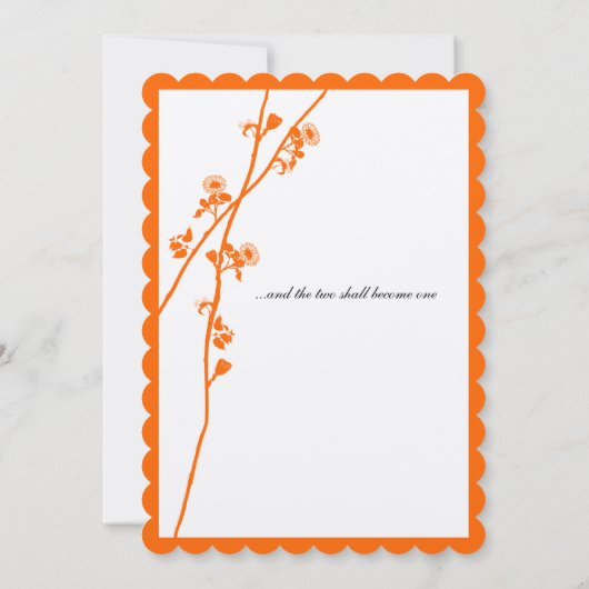 Helderheid over Oranje Wilde Flower Branch Wedding Kaart (Achterkant)