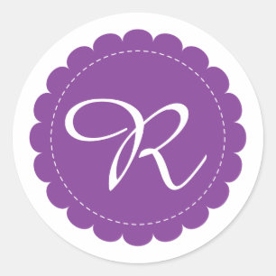 Helderheid Paars gescand cirkelvormig monogram Ronde Sticker
