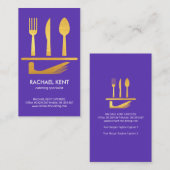 Helderheid Paarse Gold Serving Dish Cutlery Set Visitekaartje (Voorkant / Achterkant)