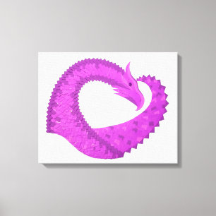 Helderheid paarse hartdraak op wit canvas afdruk