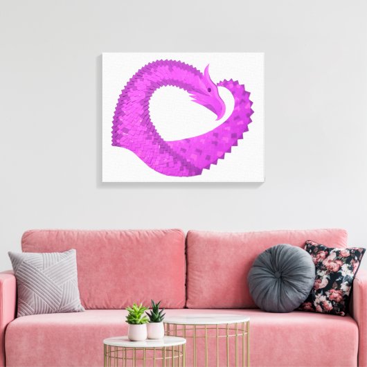 Helderheid paarse hartdraak op wit canvas afdruk (Insitu (Woonkamer))