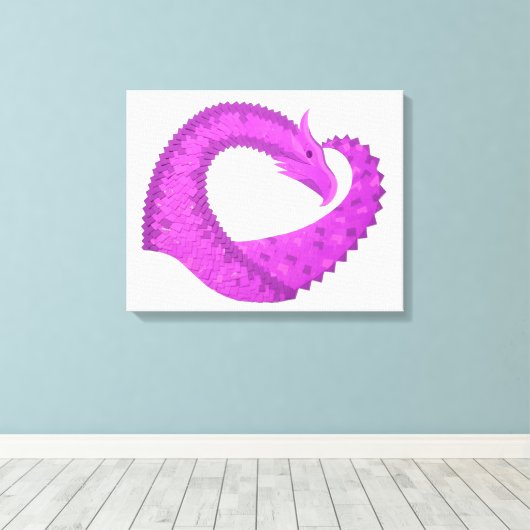 Helderheid paarse hartdraak op wit canvas afdruk (Insitu (Houten vloer))