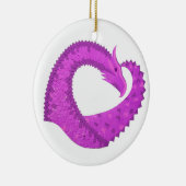 Helderheid paarse hartdraak op wit keramisch ornament (Rechts)