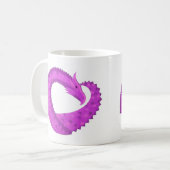 Helderheid paarse hartdraak op wit koffiemok (Voorkant links)